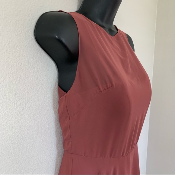 Jenny Yoo Elizabeth Sleeveless Sweetheart Neck Chiffon Maxi Gown Cinnamon Pink - Picture 8 of 16